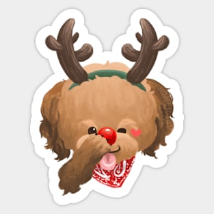 Poodle Dog the Reindeer Sticker